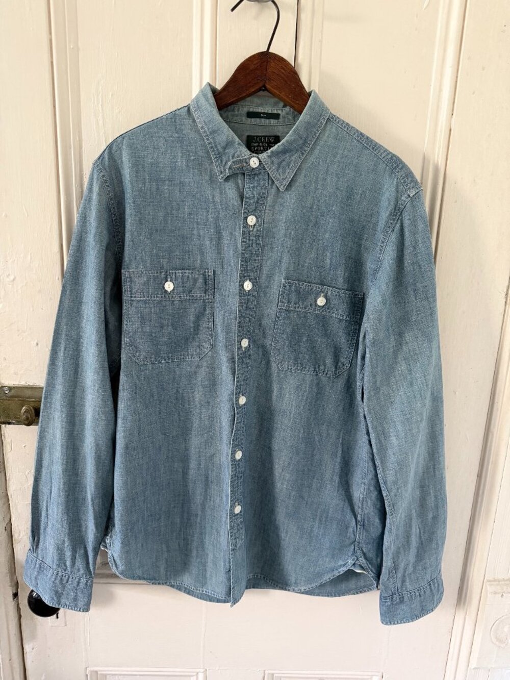 J.Crew Men's Sporting Goods Selvedge Denim Light Long Sleeve Shirt - Size M